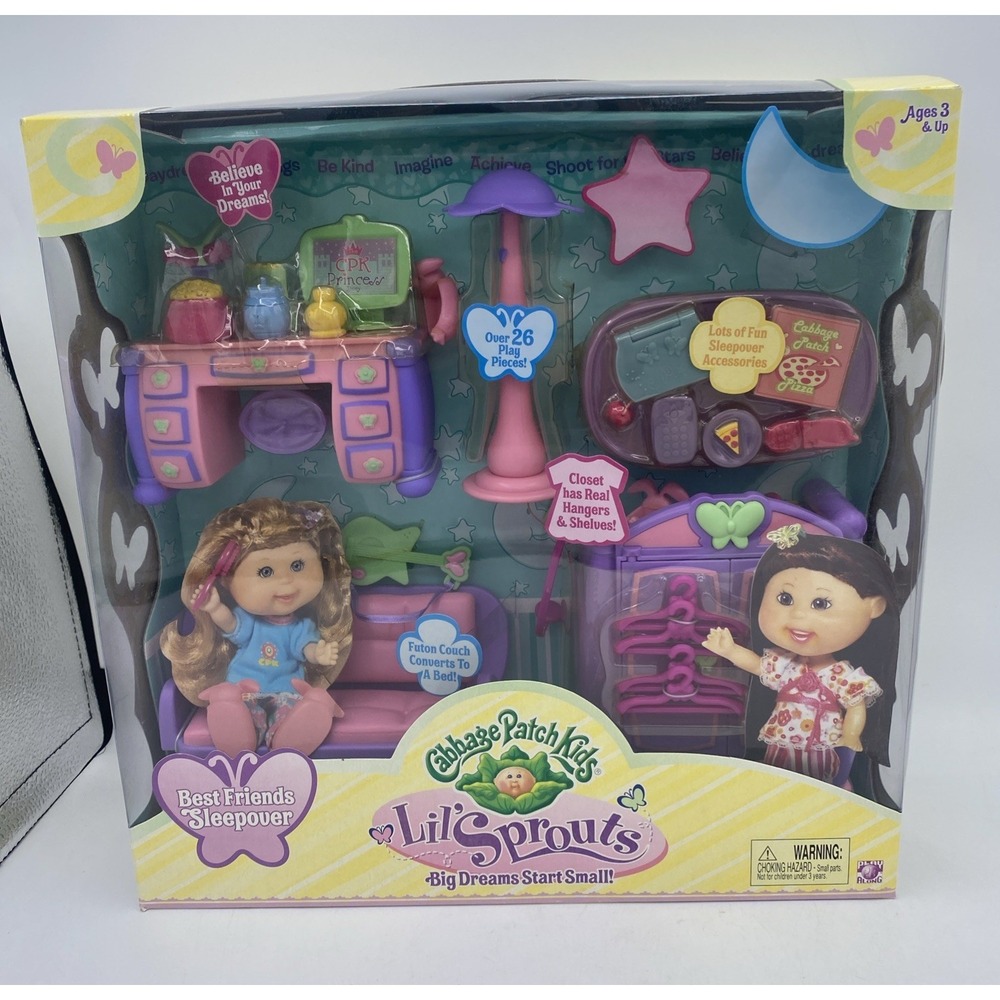 Cabbage Patch Lil Sprouts Best Friends Sleepover 26‎ Accessory Pieces 2007 NIB